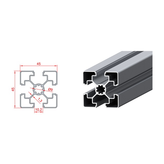 Aluminium profiles with 10 mm slot