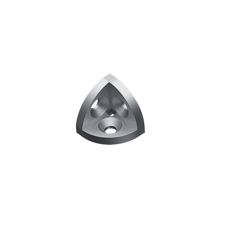 Rounded three-way corner connectors