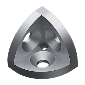 Rounded three-way corner connectors
