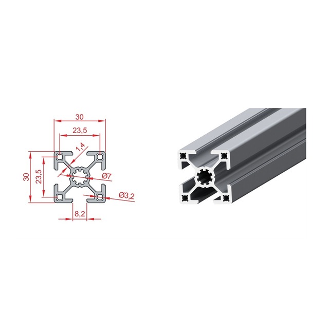 Aluminium profiles with 8 mm slot