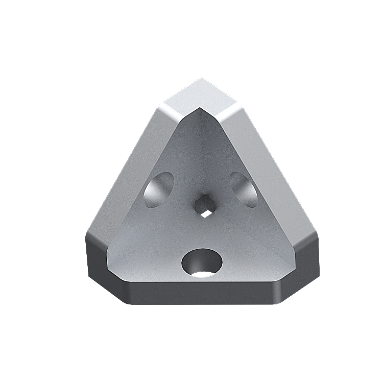 Bevelled three-way corner connectors