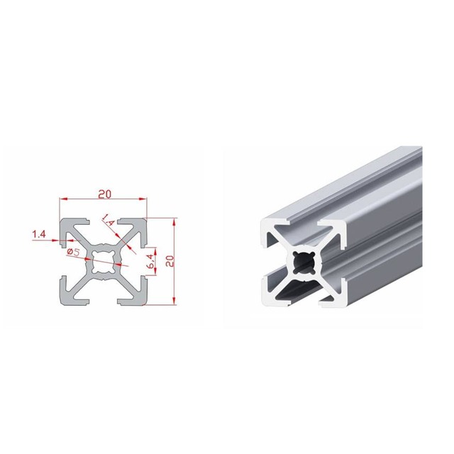 Aluminium profiles with 6 mm slot