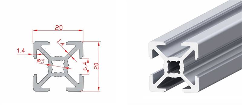 Aluminium profiles with 6 mm slot