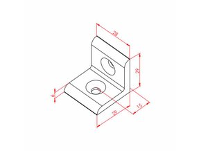 Flat corner connector (grey paint finish) 30x30