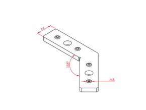 Connecting piece 135° 30x30