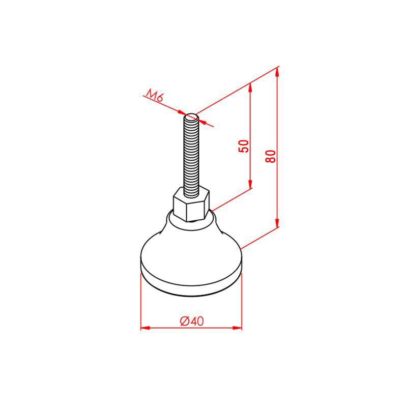Metal foot M6x45