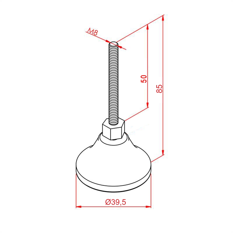 Metal foot M8x50