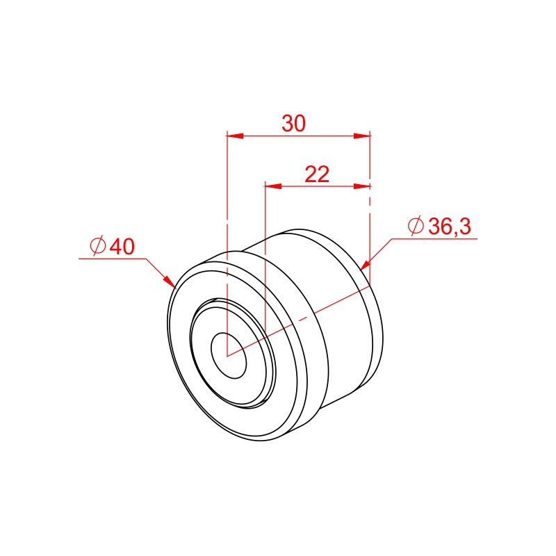 Plastic roller head Ø40×1.5 mm