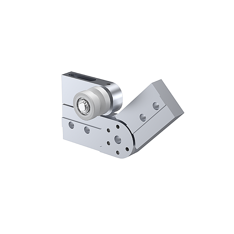 Angled connecting plate with roller 30×30, miniature