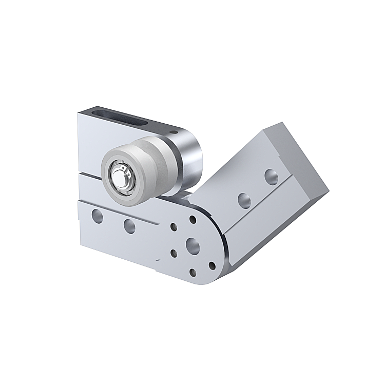 Angled connecting plate with roller 45×45, miniature