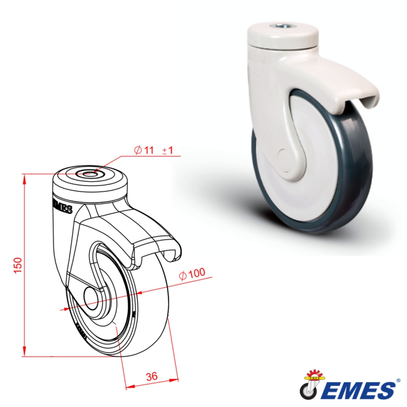 Plastic wheel Ø100 mm without brake