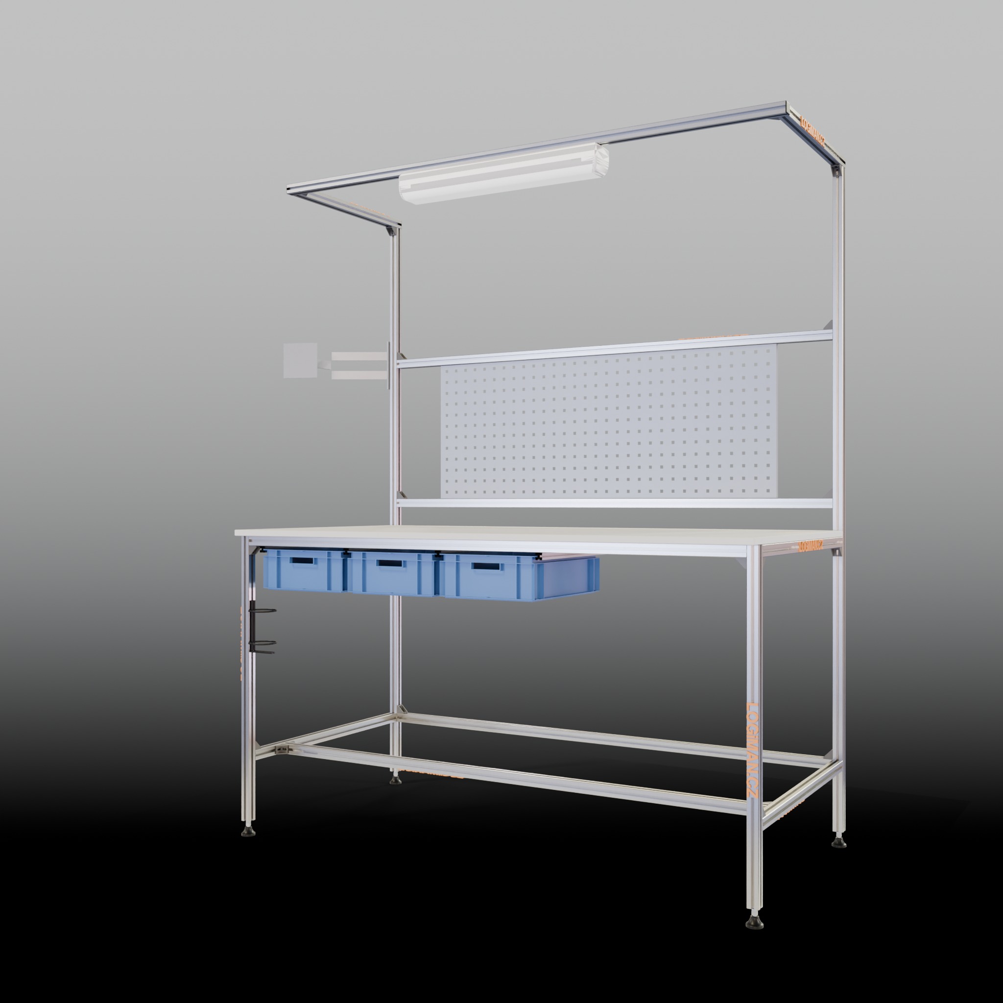Aluminium workbench system 30 – 1600 × 800 × 920 mm - front view