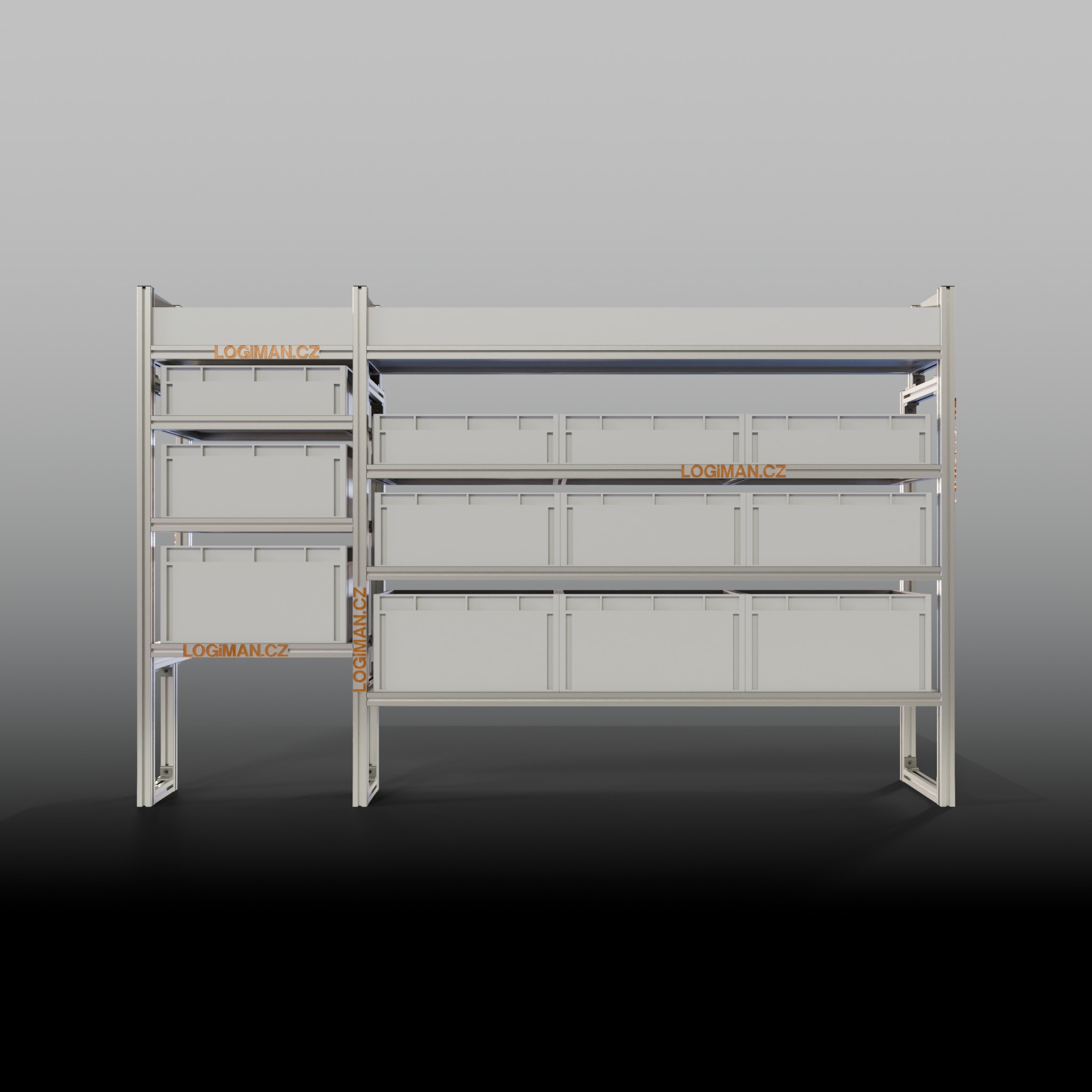 Euro box shelving unit – Citroën ë-Jumpy L2 (from 2021) - front view