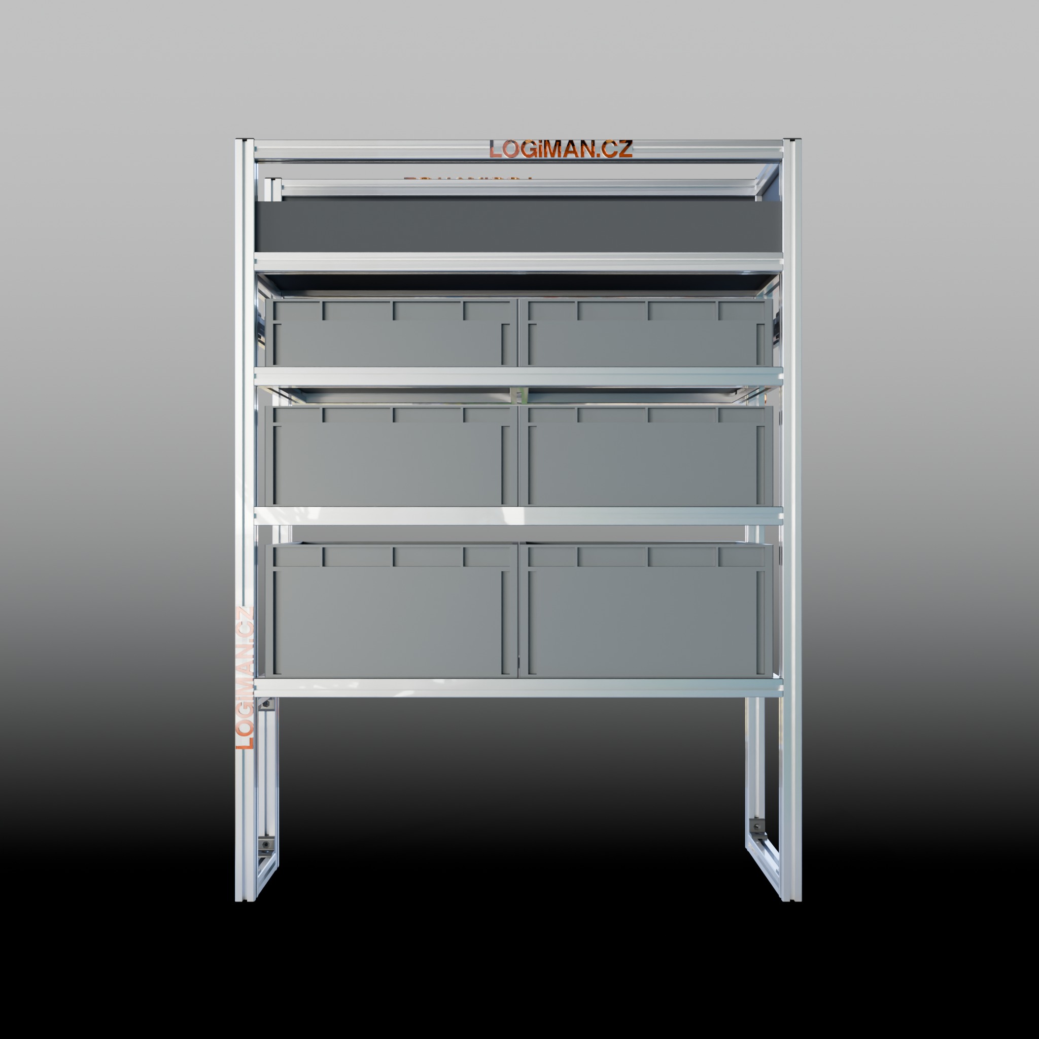 Euro box shelving unit – Citroën Jumpy Crew Cab L2 (from 2016) - front view