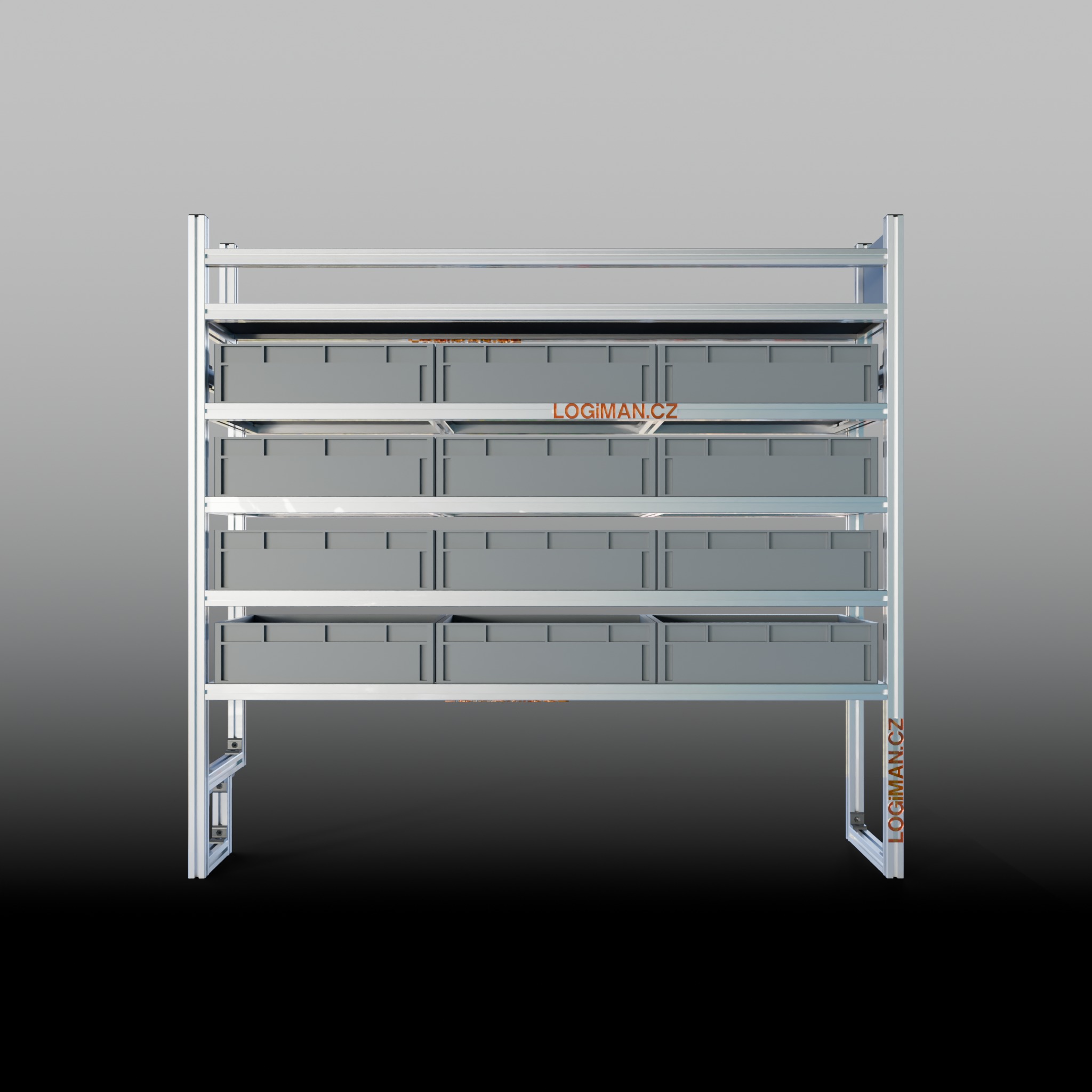Euro box shelving unit – Citroën Jumpy Crew Cab L3 (from 2016) - front view
