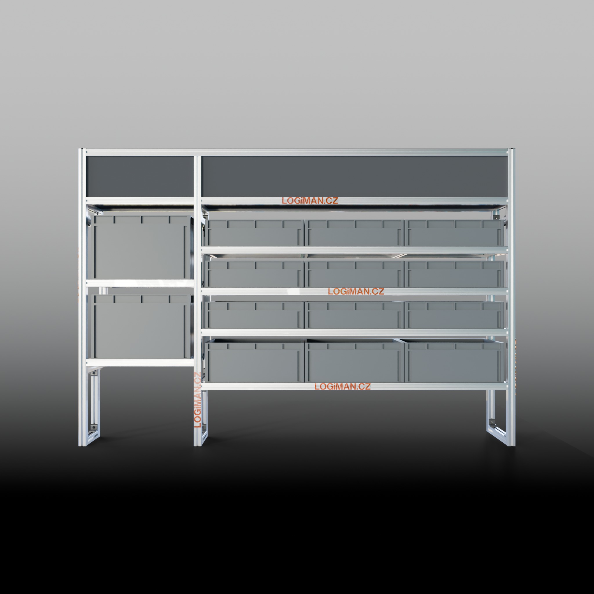 Euro box shelving unit – Citroën Jumpy L2 (from 2016) - front view