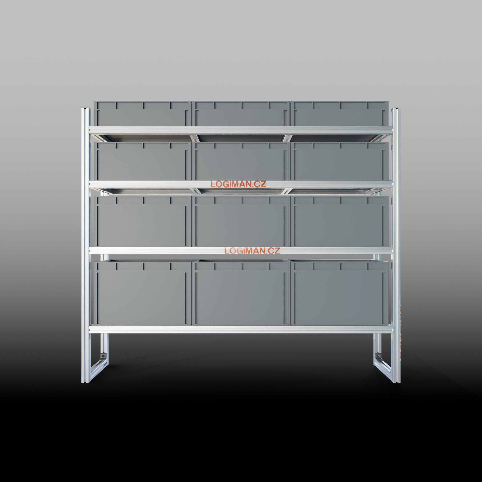 Euro box shelving unit – Ford Transit Connect L2 (from 2014) - front view