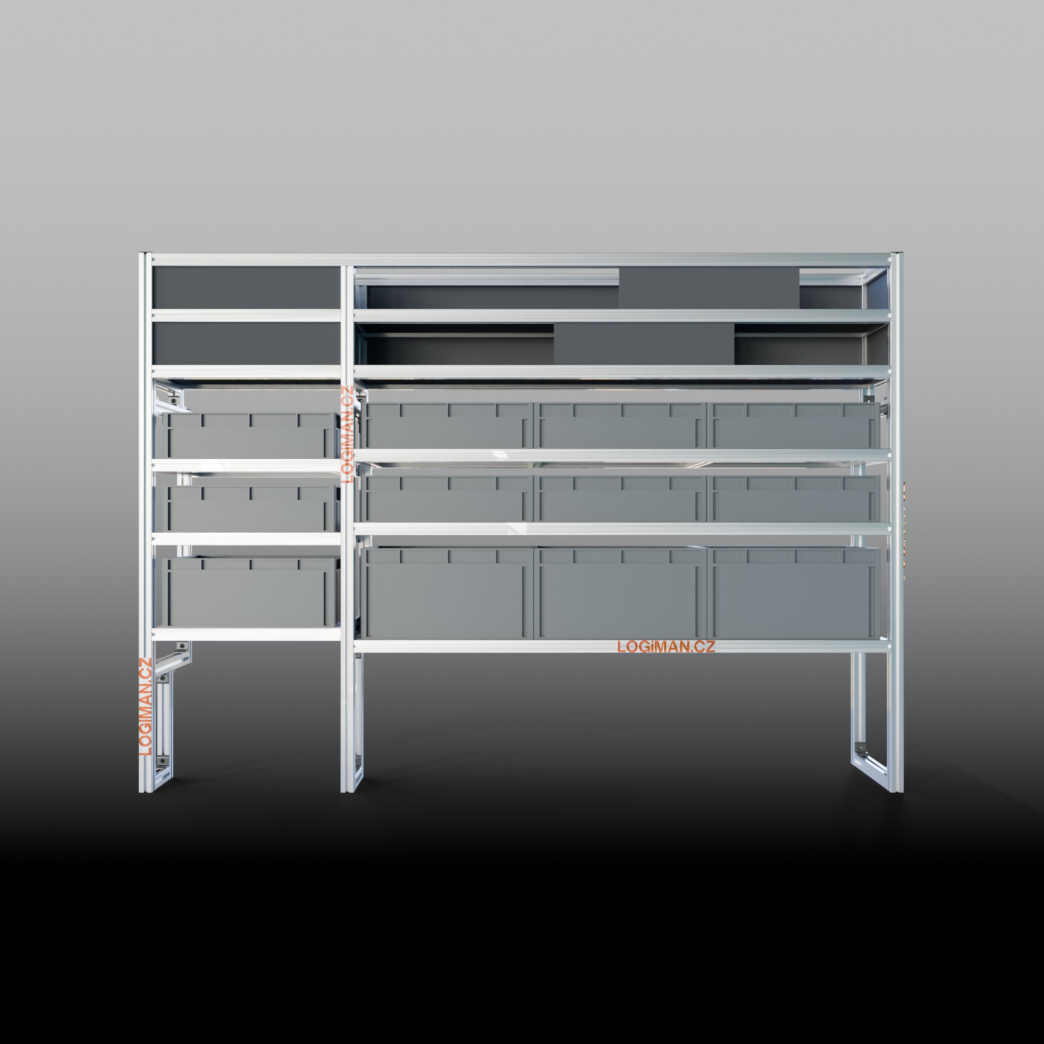 Euro box shelving unit – Mercedes Vito Compact (from 2014) - front view