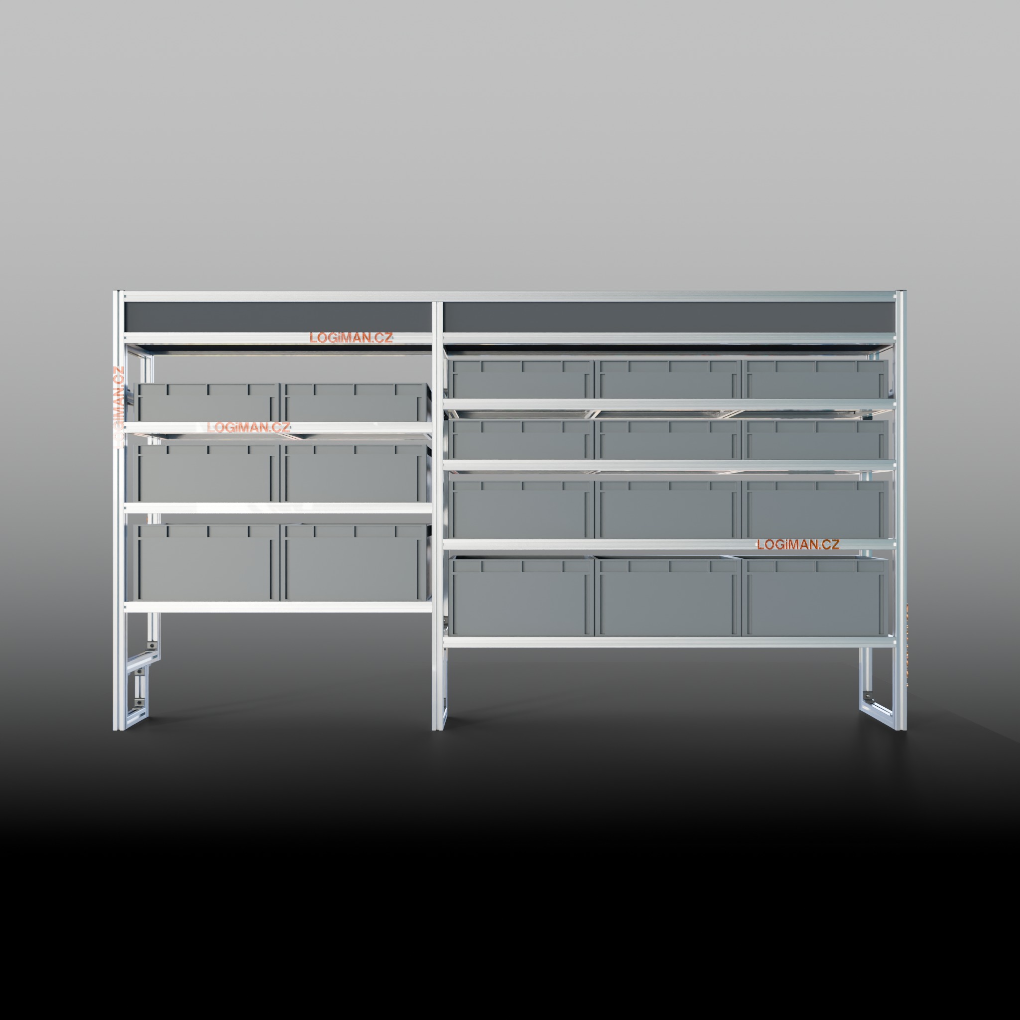 Euro box shelving unit – Toyota Proace Long (from 2016) - front view