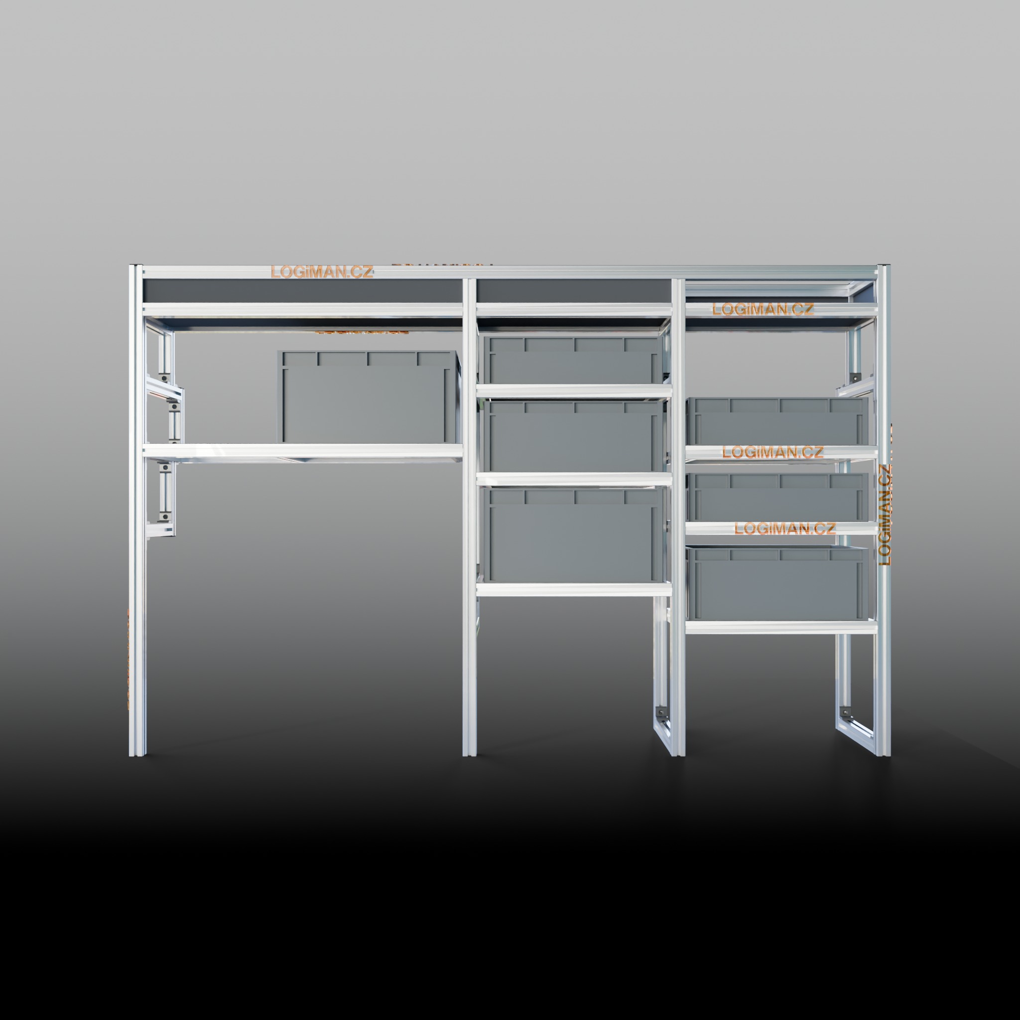 Euro box shelving unit – Volkswagen Caddy Cargo Maxi PHEV (from 2024) - front view