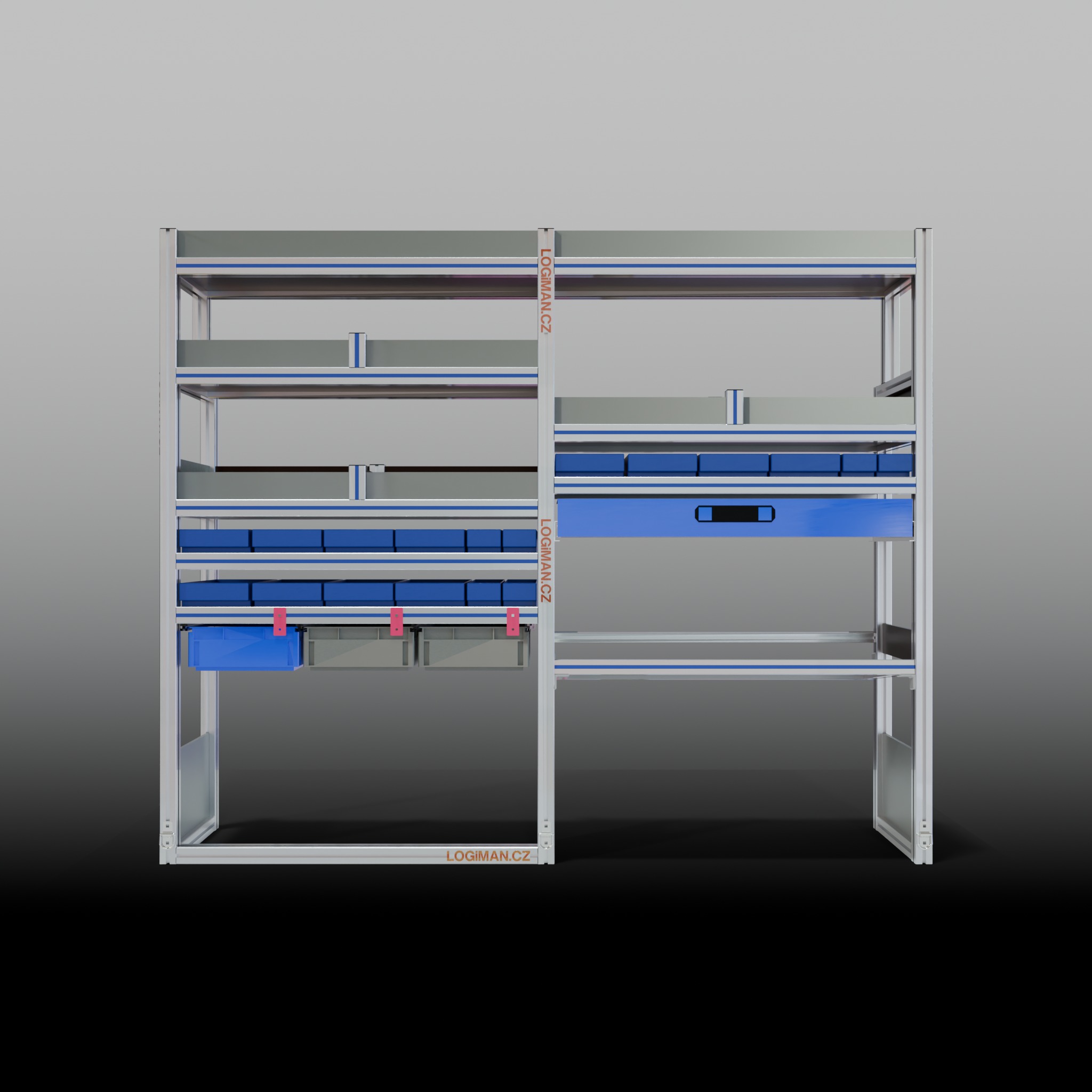 Van shelving fit-out – Fiat Ducato L2H2 - front view