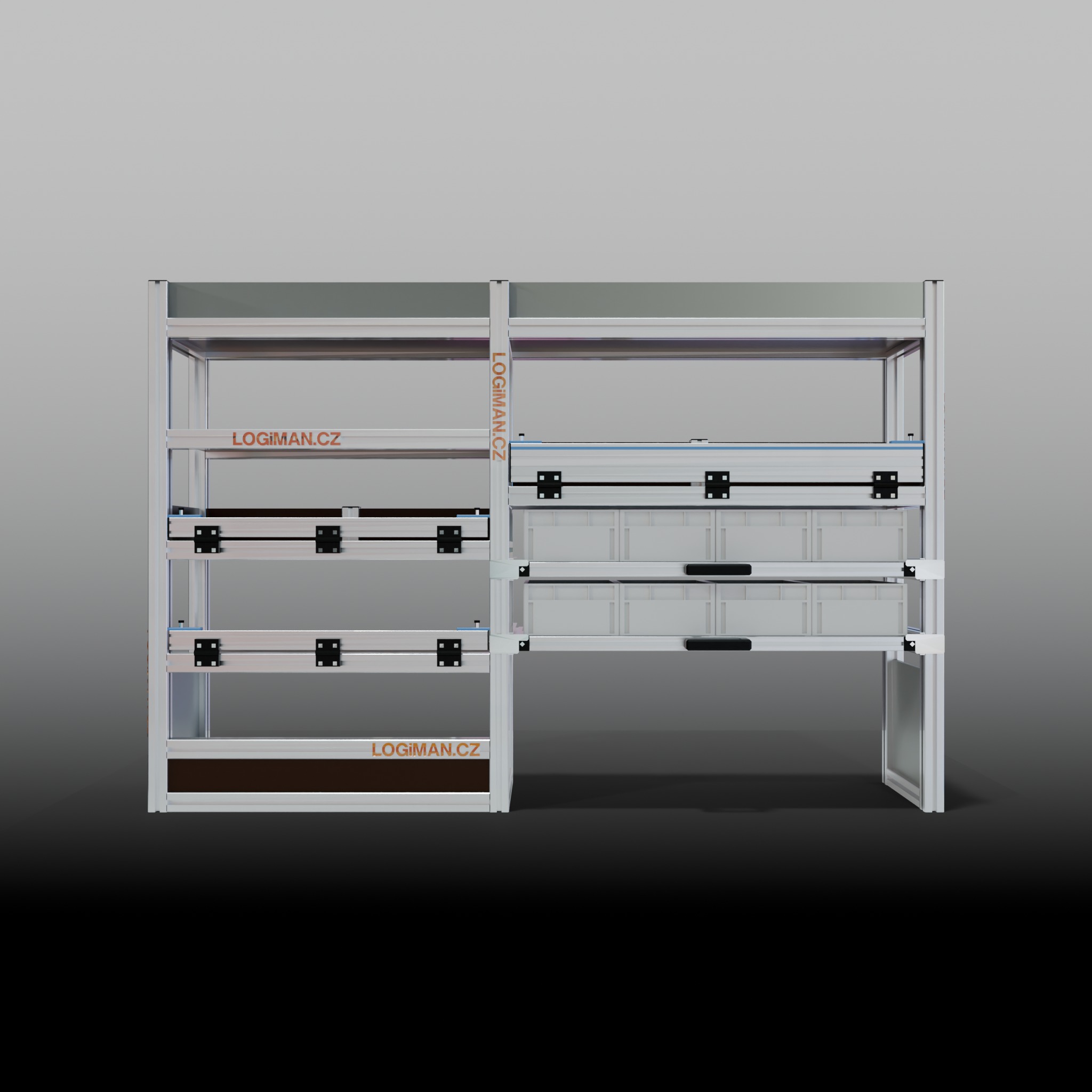 Van shelving fit-out – Ford Connect L2 - front view
