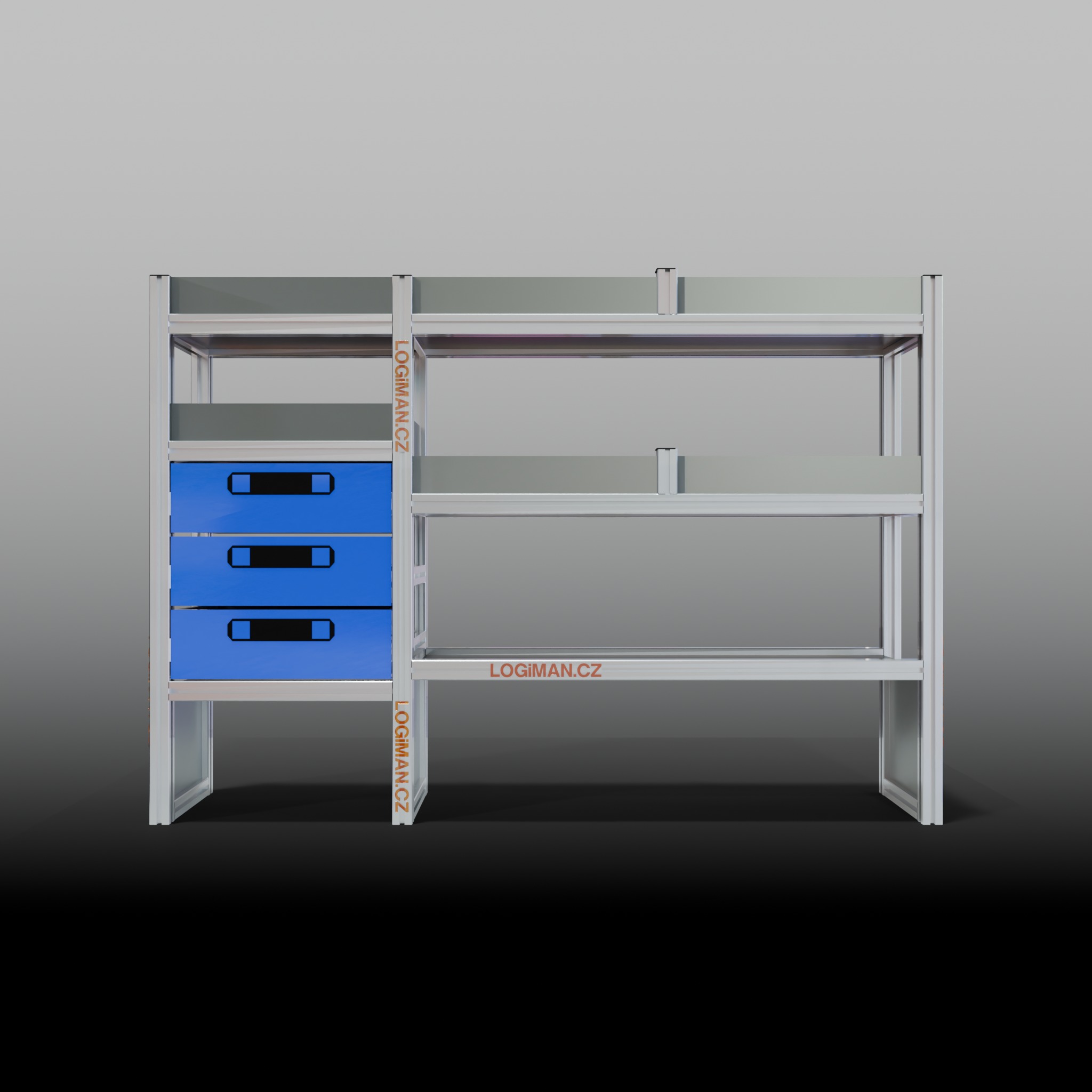 Van shelving fit-out – Ford Connect L2 - front view
