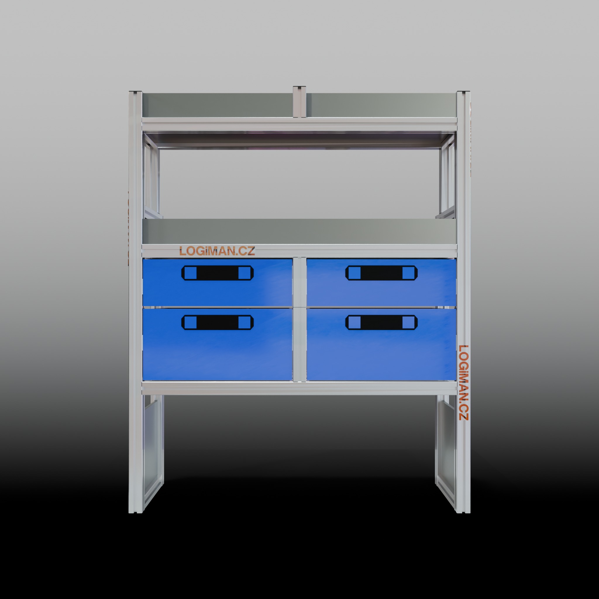 Van shelving fit-out – Ford Transit Custom L1H1 - front view