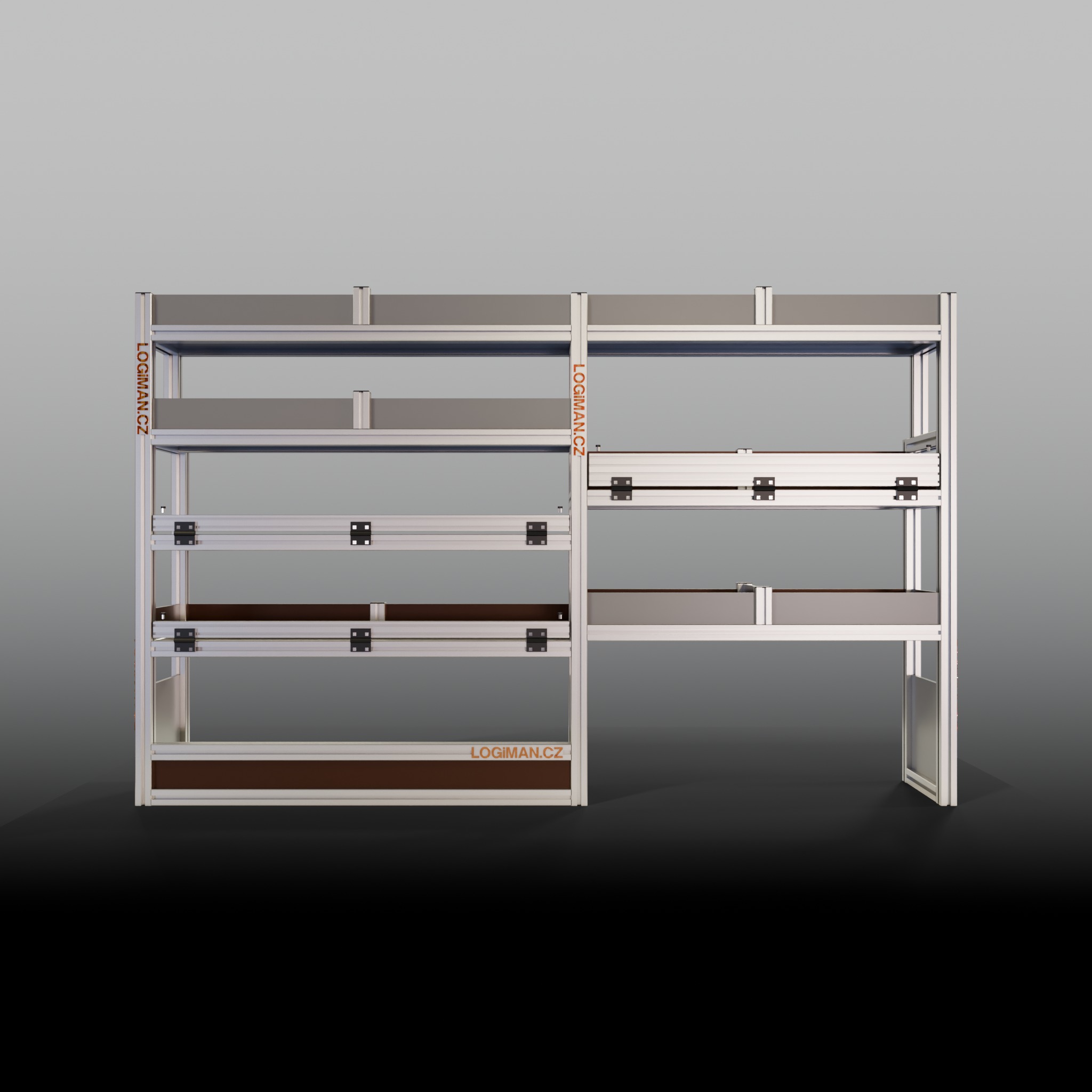 Van shelving fit-out – Ford Transit Custom L1H1 - front view