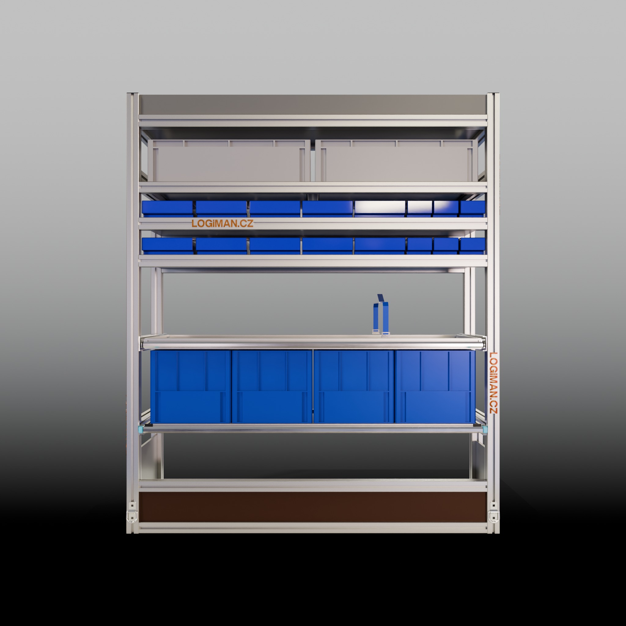 Van shelving fit-out – Ford Transit L2H2 FWD - front view