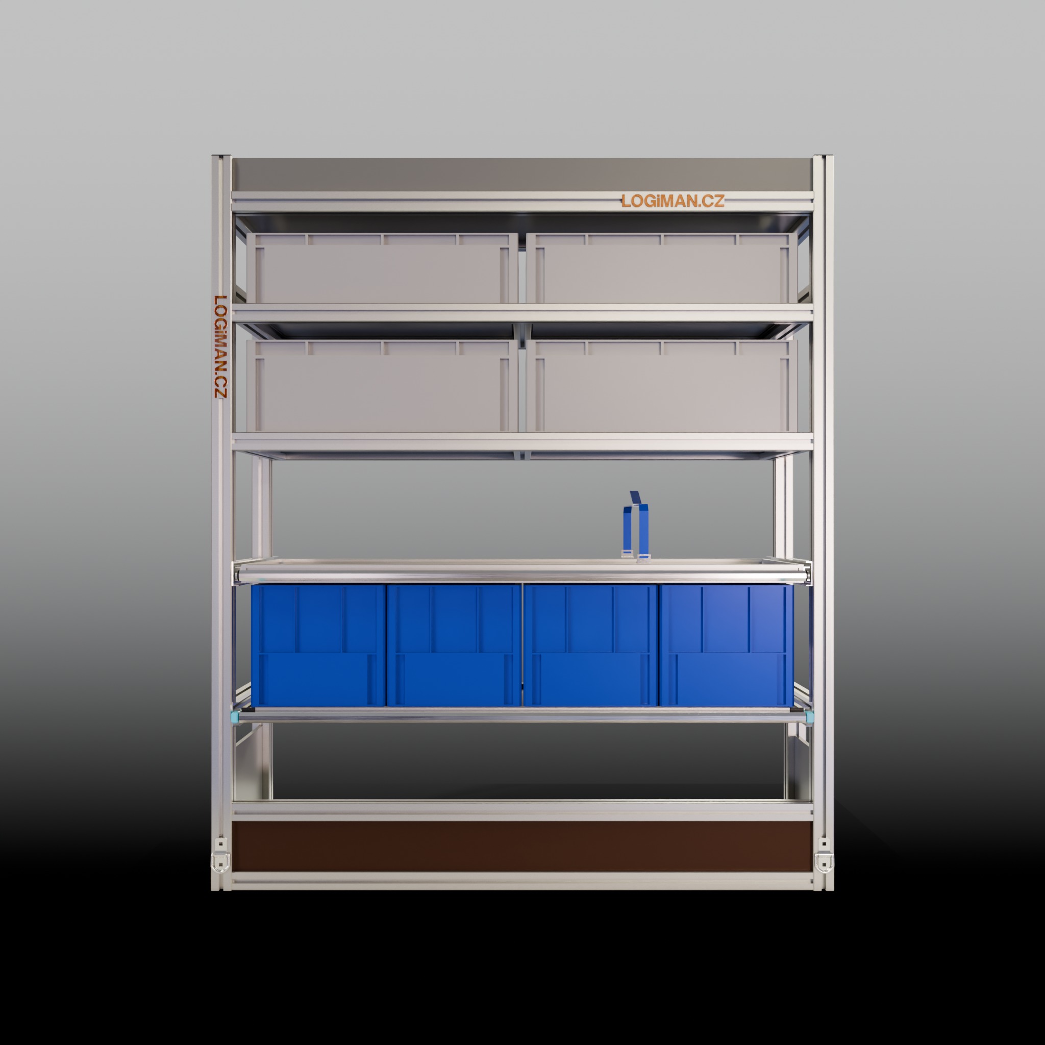 Van shelving fit-out – Ford Transit L2H2 FWD - front view