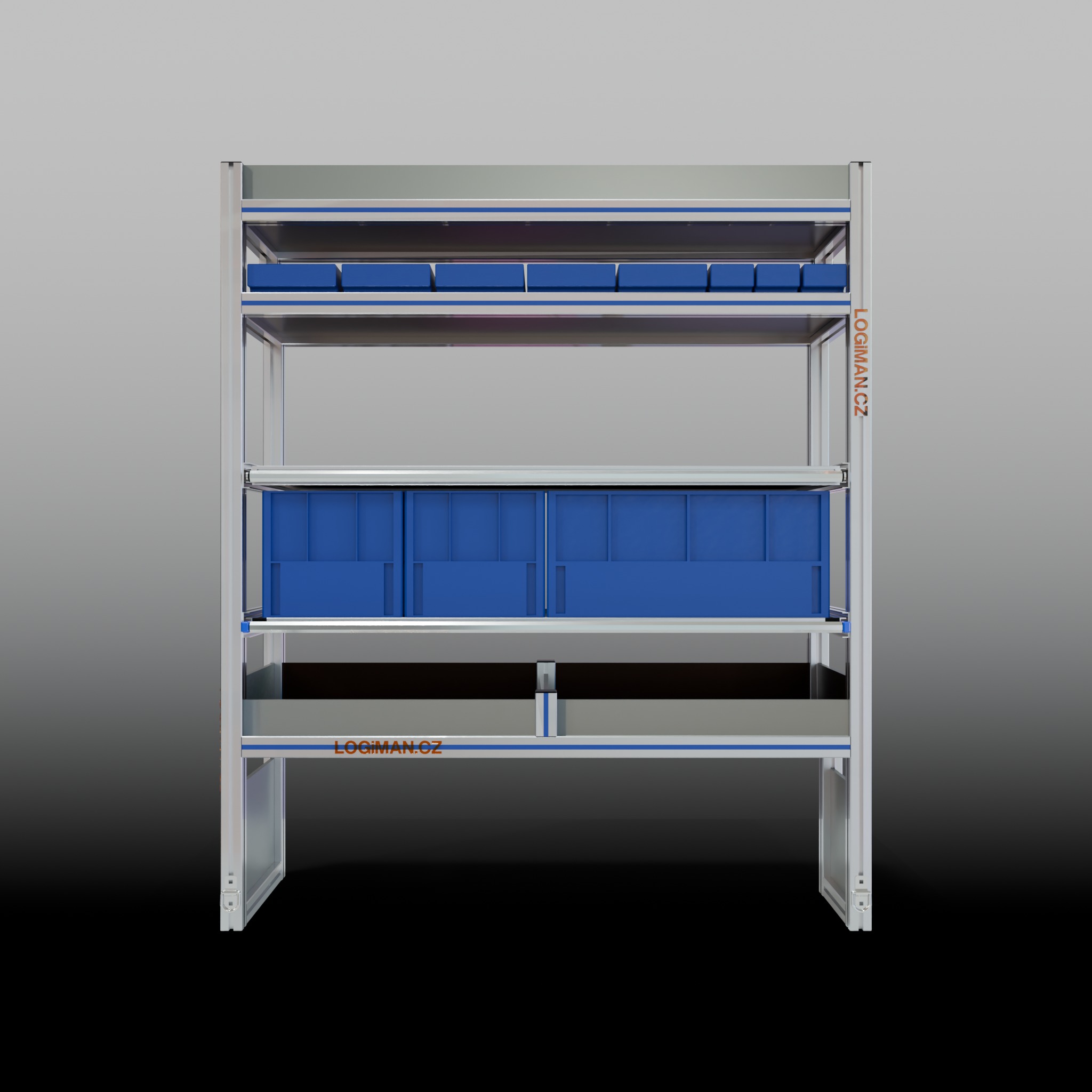 Van shelving fit-out – Ford Transit L2H2 FWD - front view
