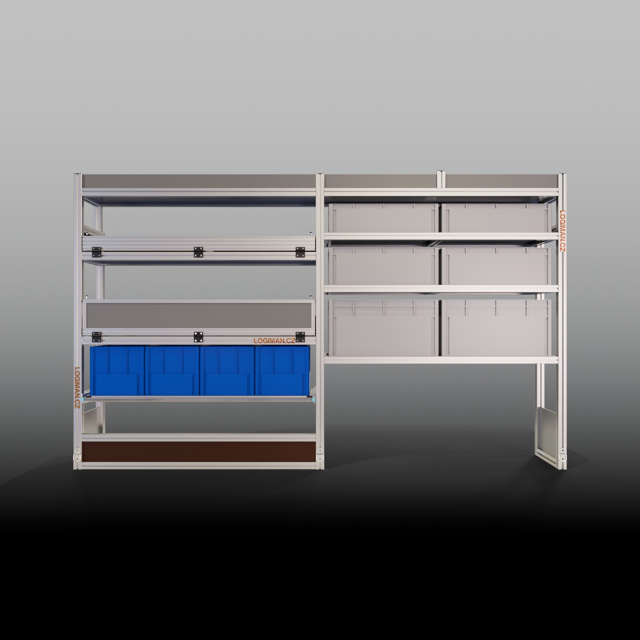Van shelving fit-out – Ford Transit L2H2 FWD - front view