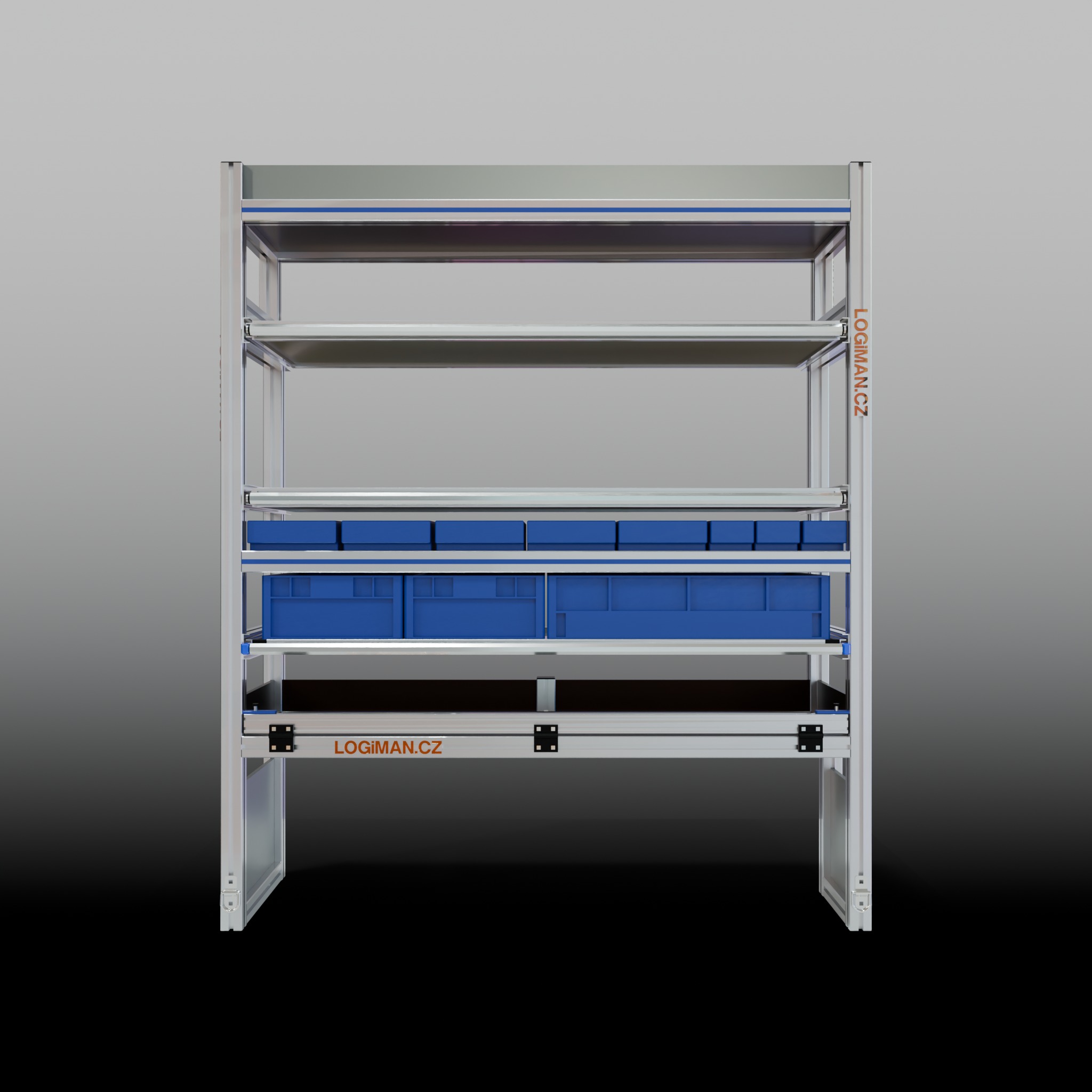 Van shelving fit-out – Ford Transit L2H2 FWD - front view