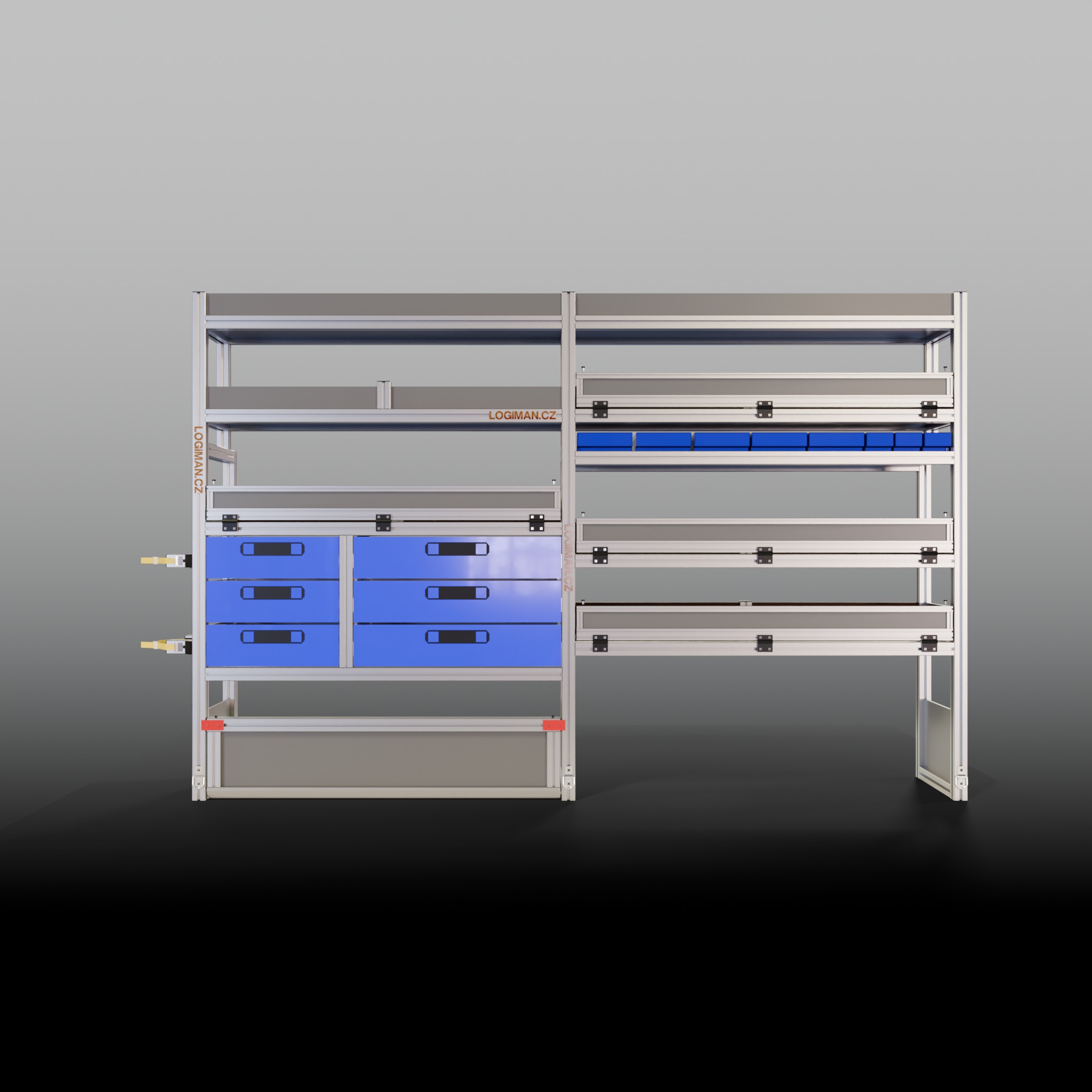 Van shelving fit-out – MAN TGE L3H3 FWD - front view