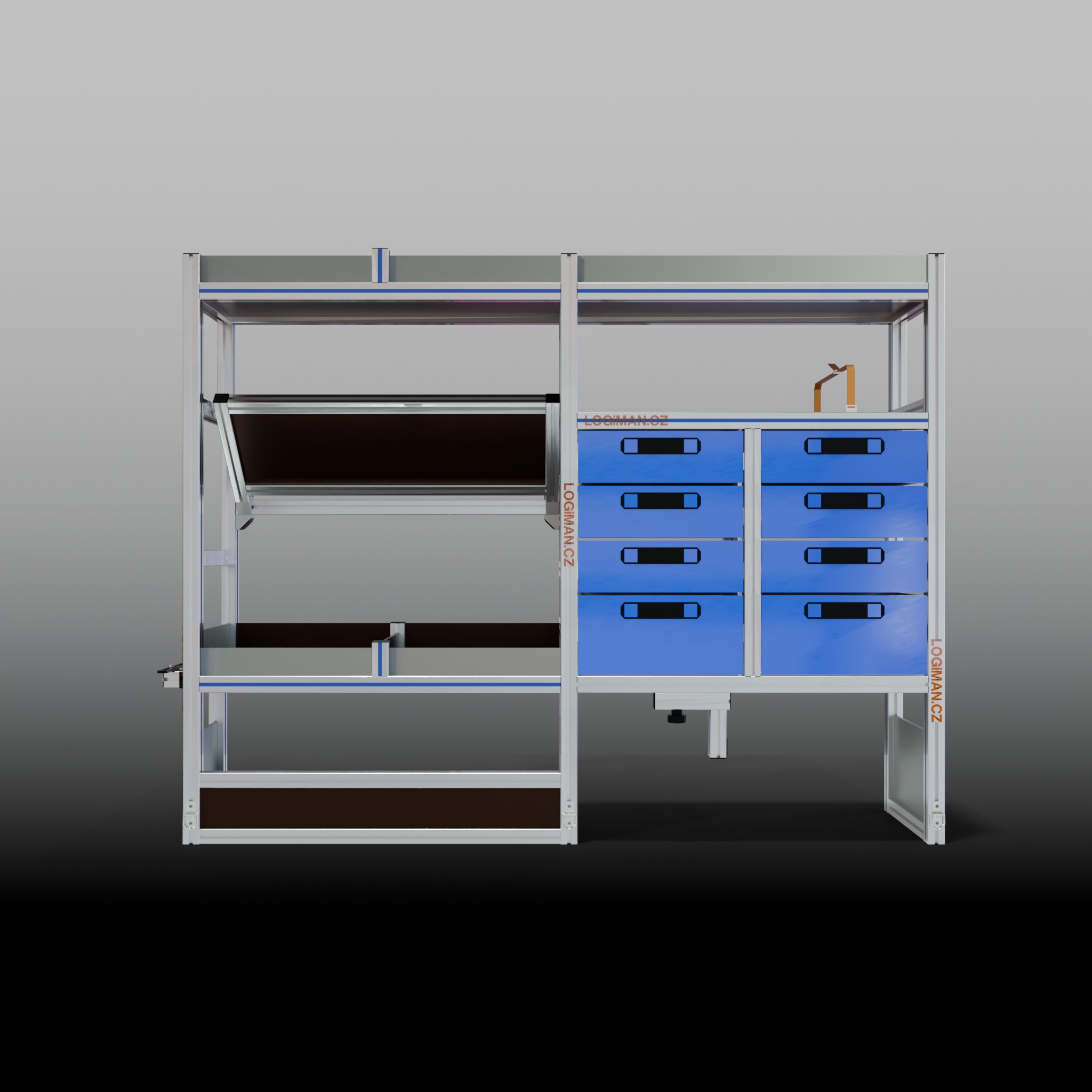 Van shelving fit-out – Mercedes Sprinter L1H1 - front view