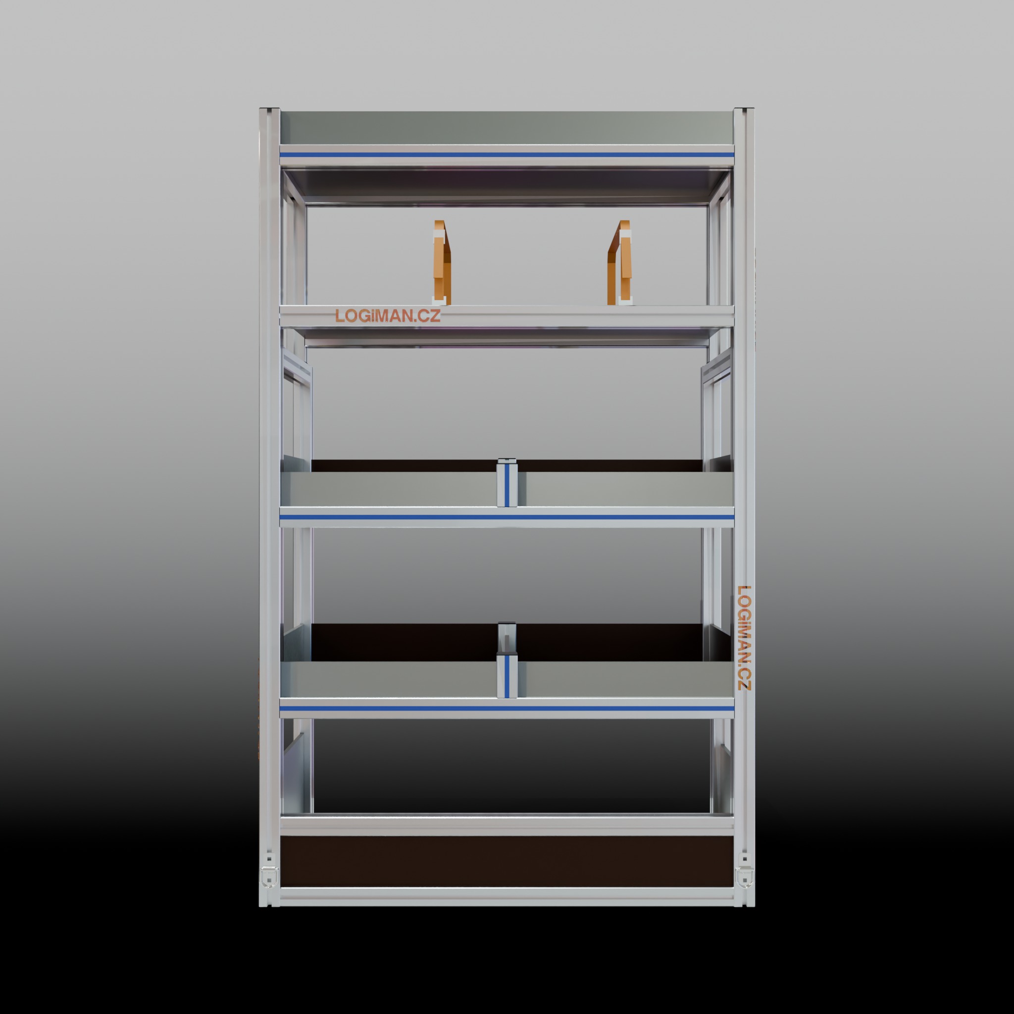 Van shelving fit-out – Mercedes Sprinter L1H2 - front view