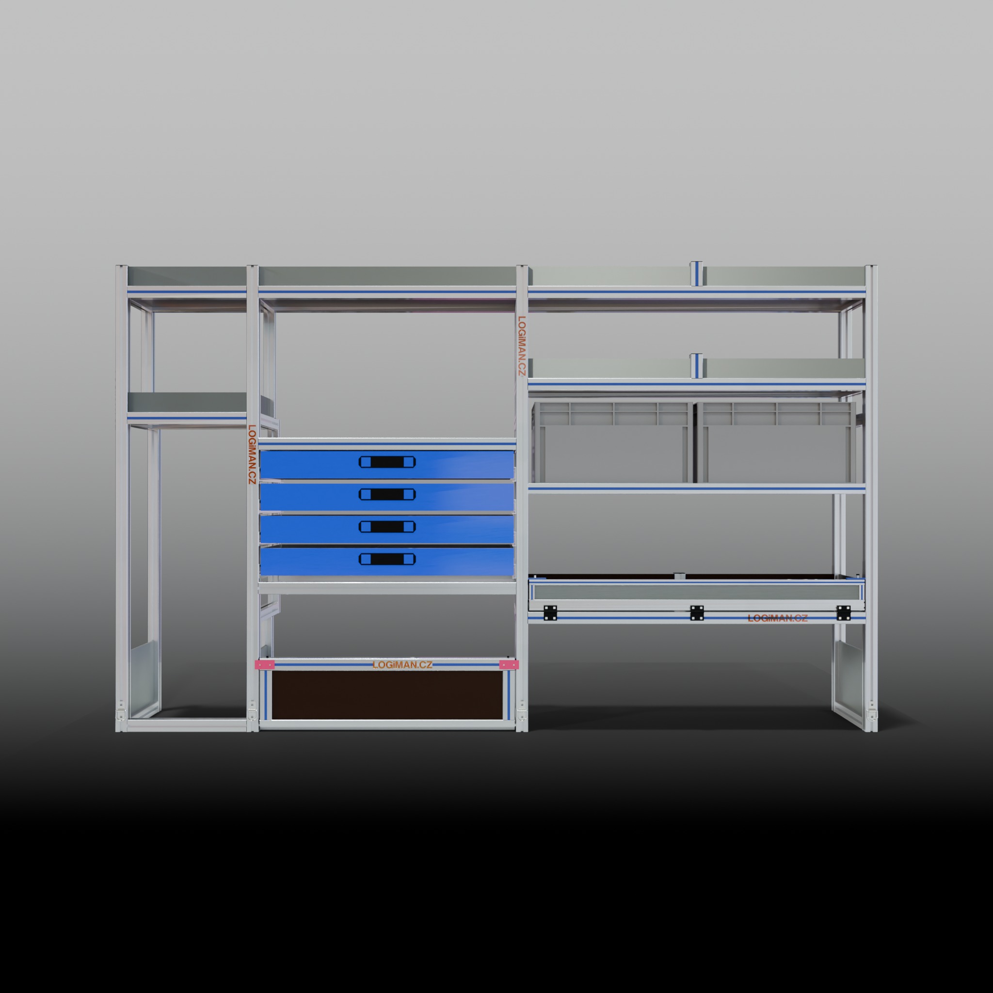 Van shelving fit-out – Mercedes Sprinter L2H2 - front view