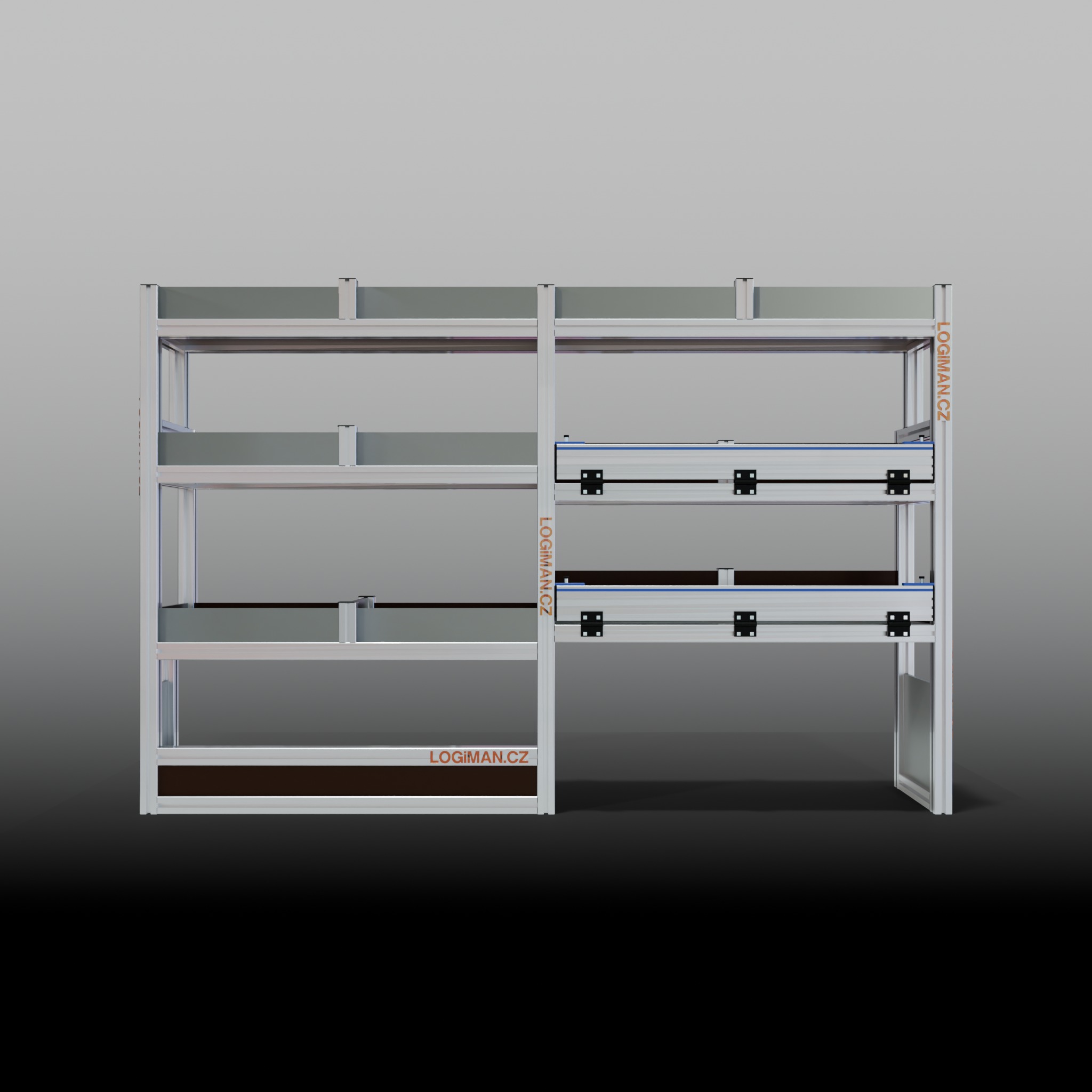 Van shelving fit-out – Mercedes Vito L1 - front view