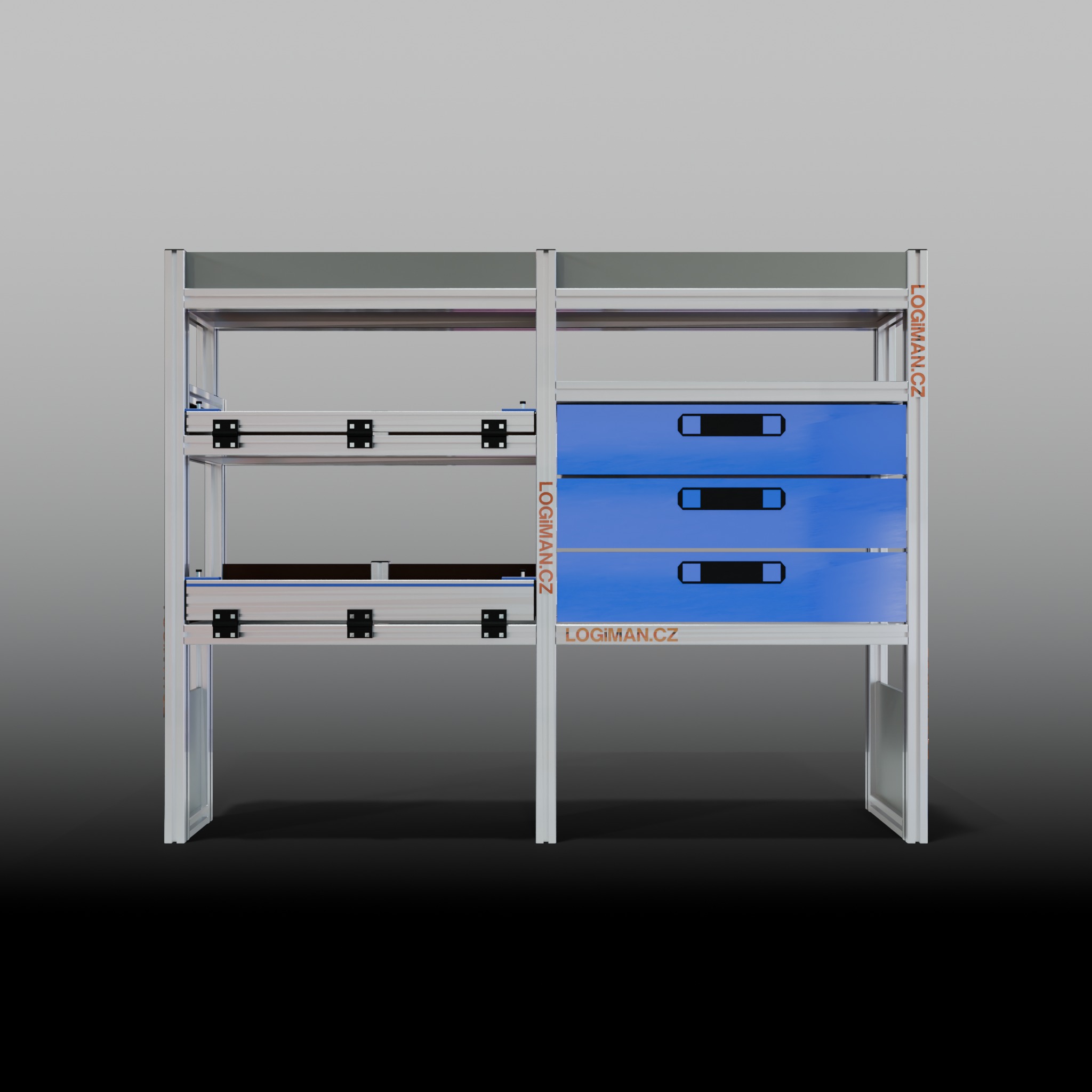 Van shelving fit-out – Opel Vivaro L1 - front view