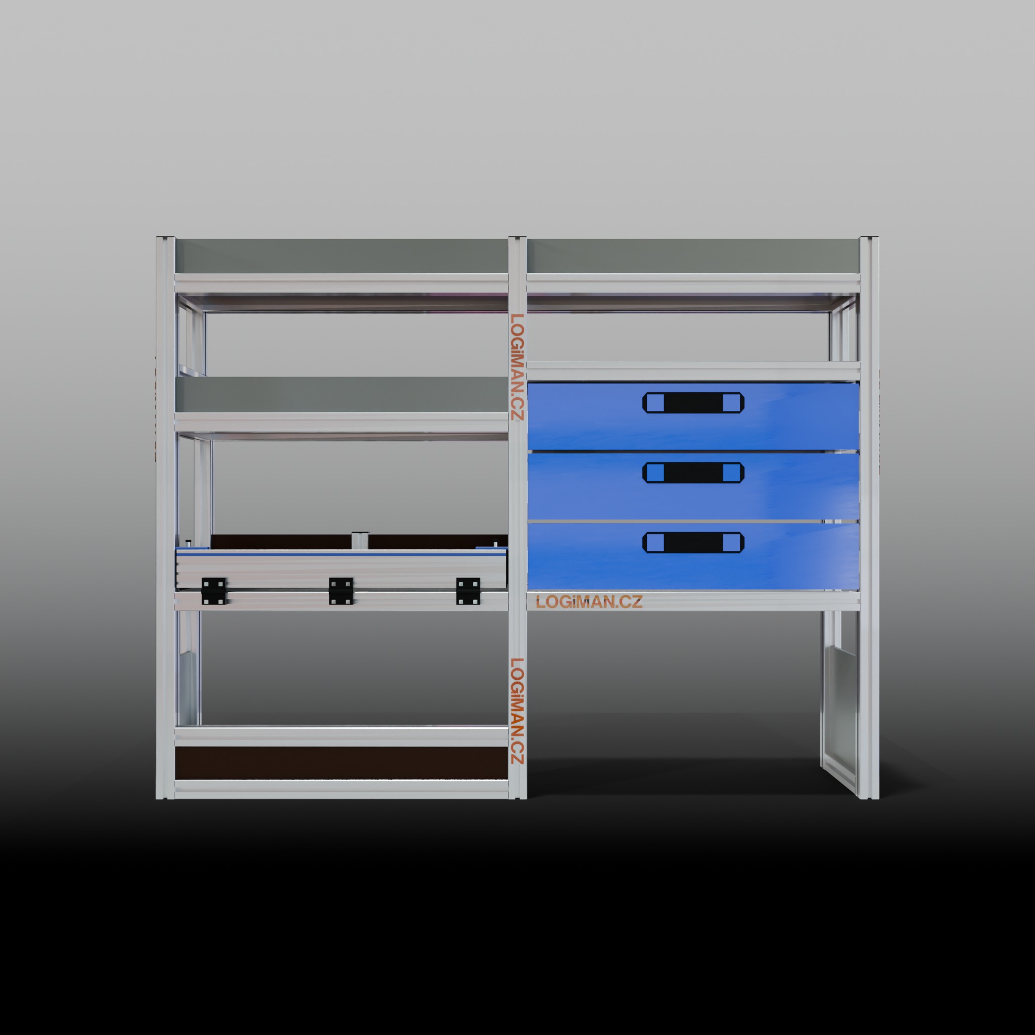 Van shelving fit-out – Opel Vivaro L1 - front view