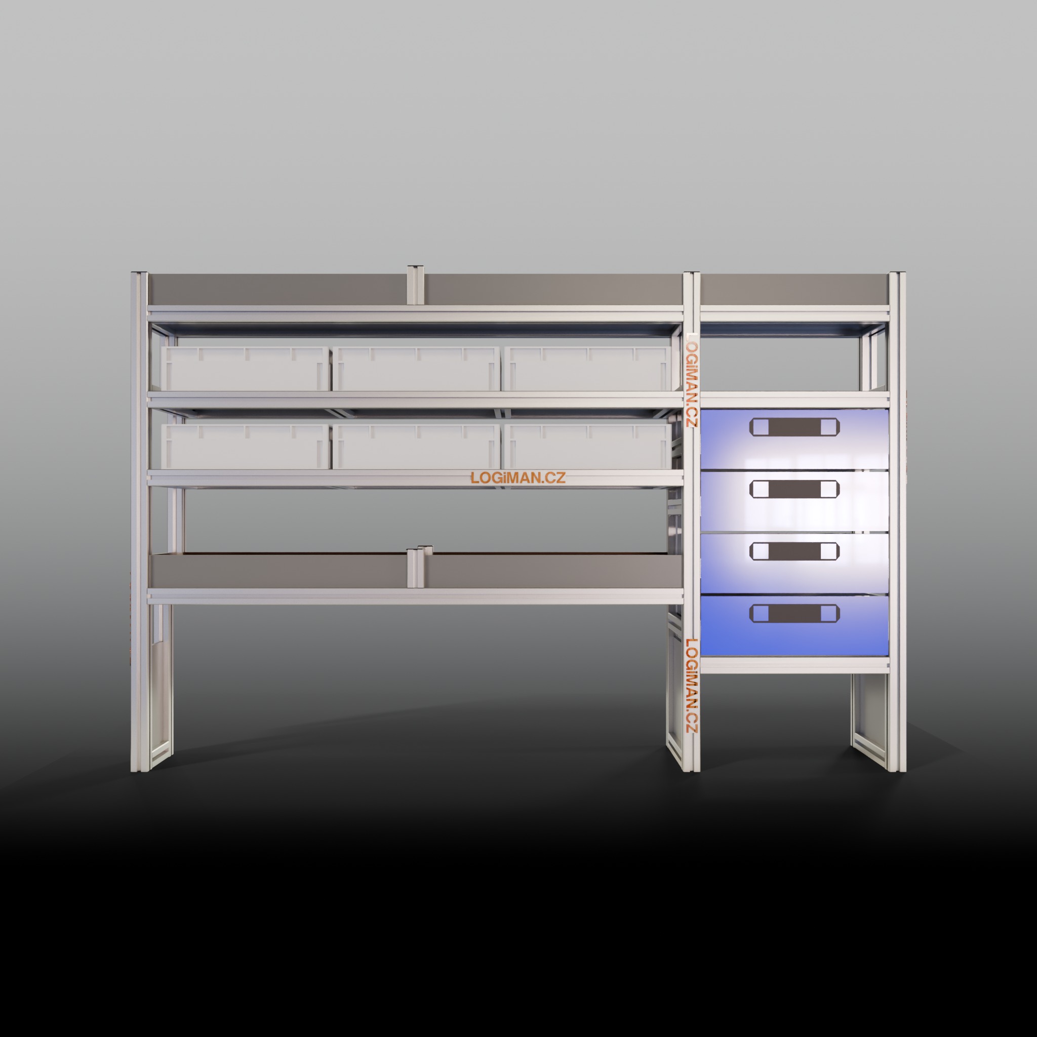 Van shelving fit-out – Opel Vivaro L2 - front view