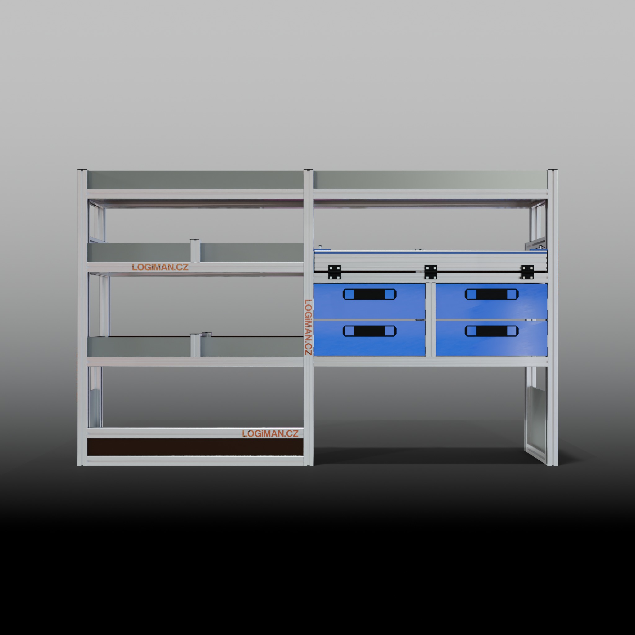 Van shelving fit-out – Opel Vivaro L2 - front view