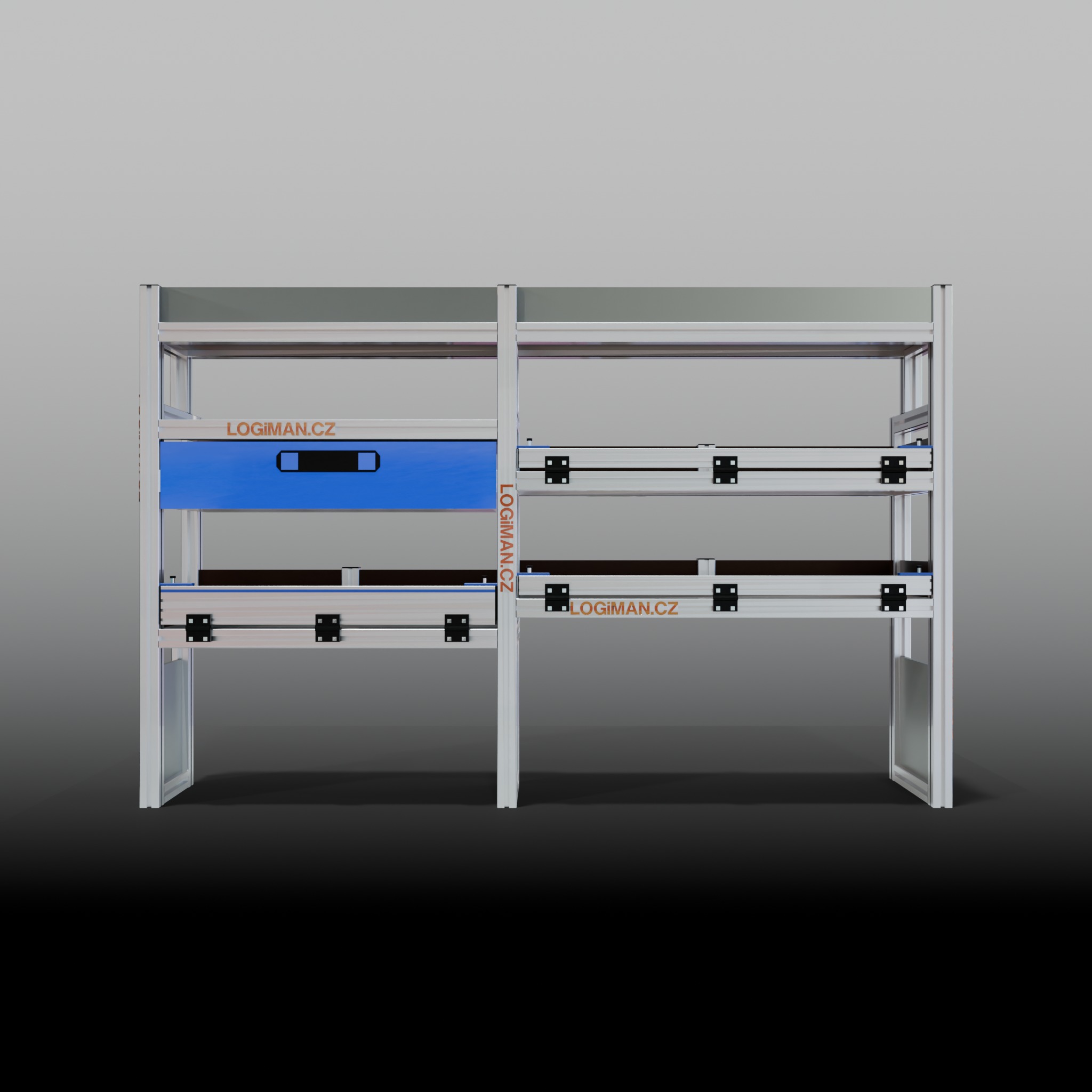 Van shelving fit-out – VW Caddy L2 - front view