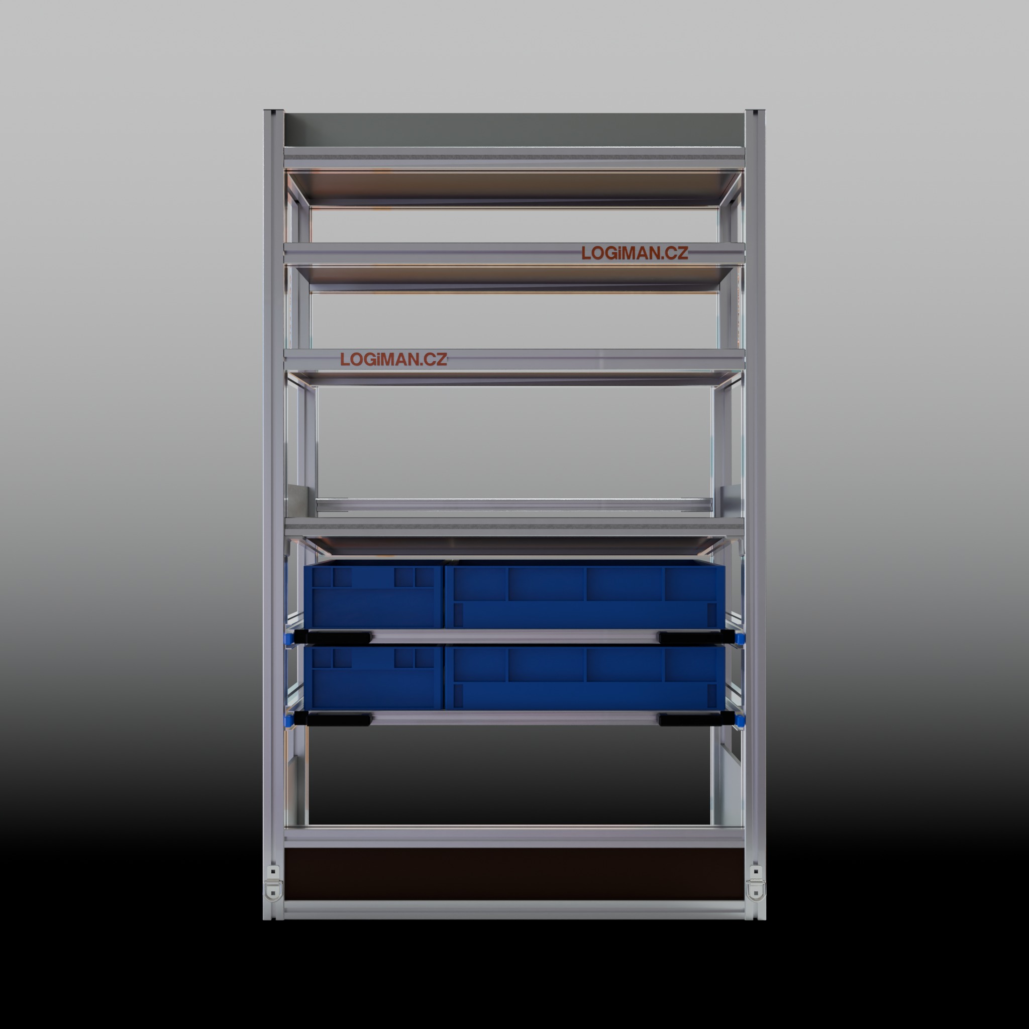 Van shelving fit-out – VW Crafter L3H3 FWD - front view