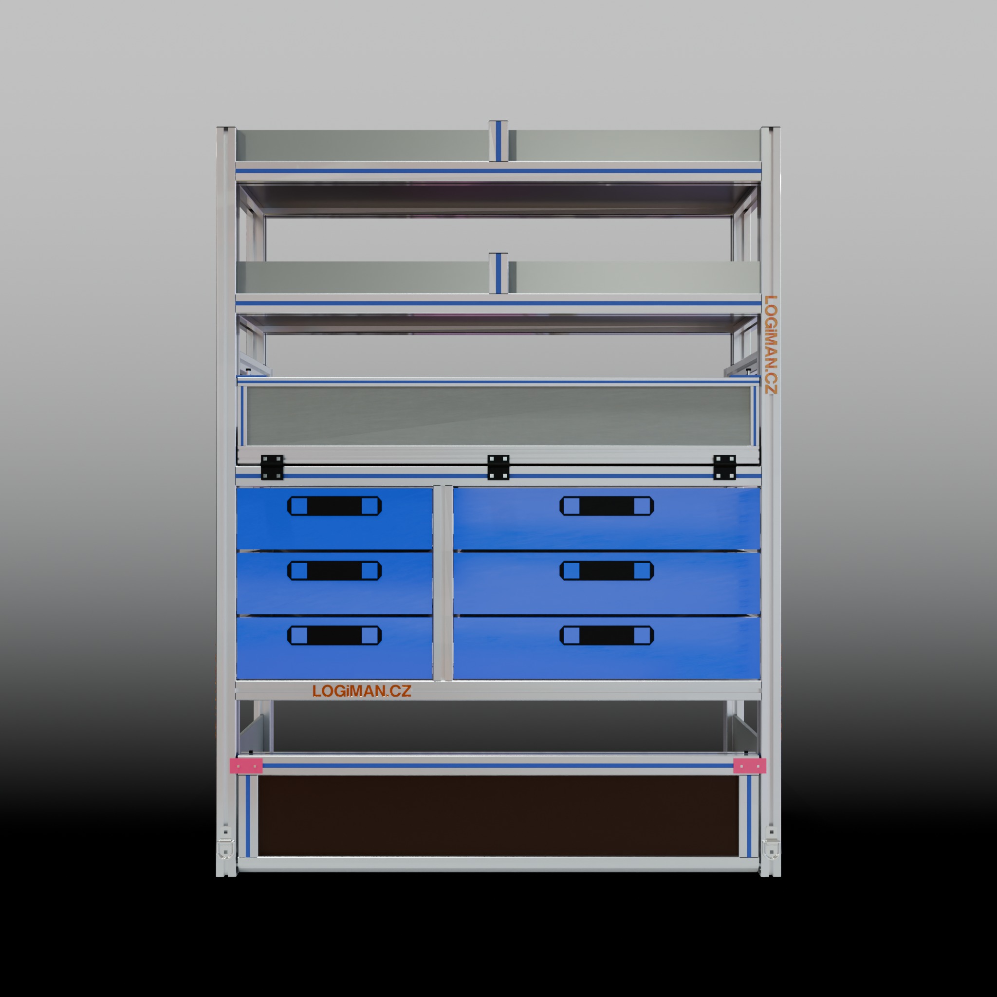 Van shelving fit-out – VW Crafter L3H3 FWD - front view