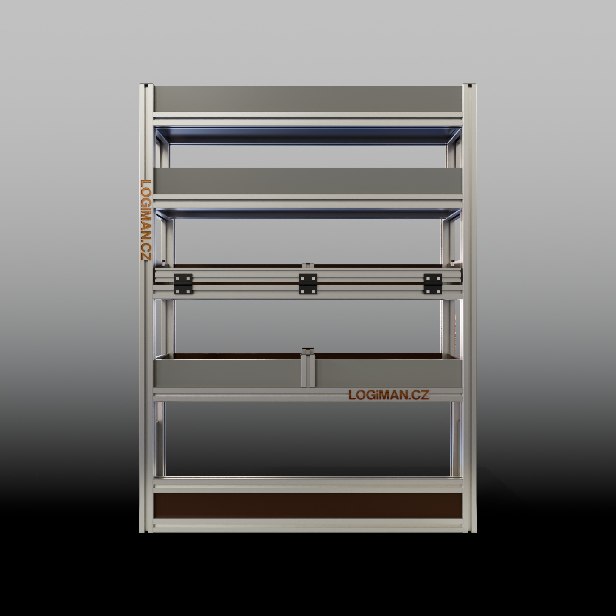 Van shelving fit-out – VW Transporter T6 L1 - front view