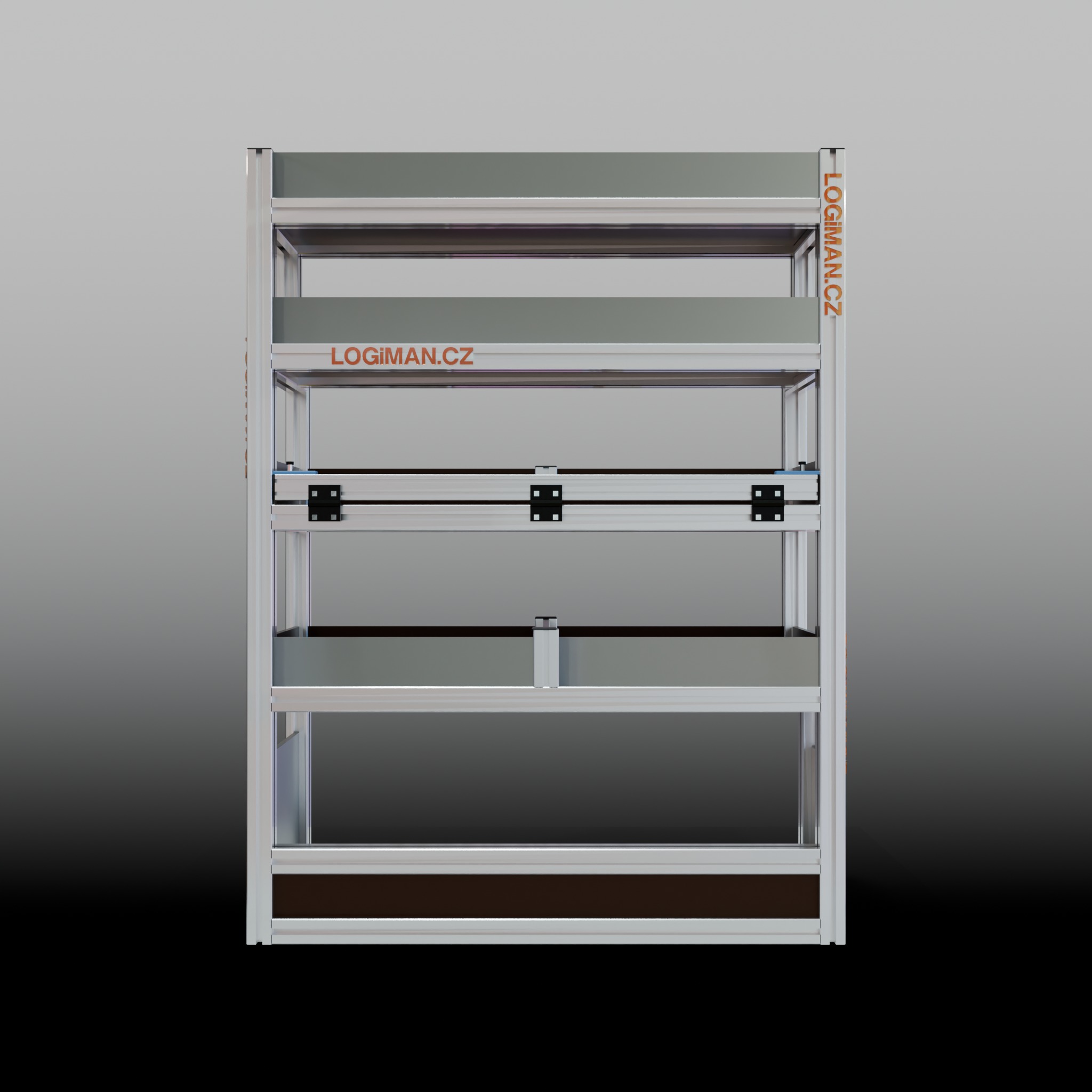Van shelving fit-out – VW Transporter T6 L1 - front view