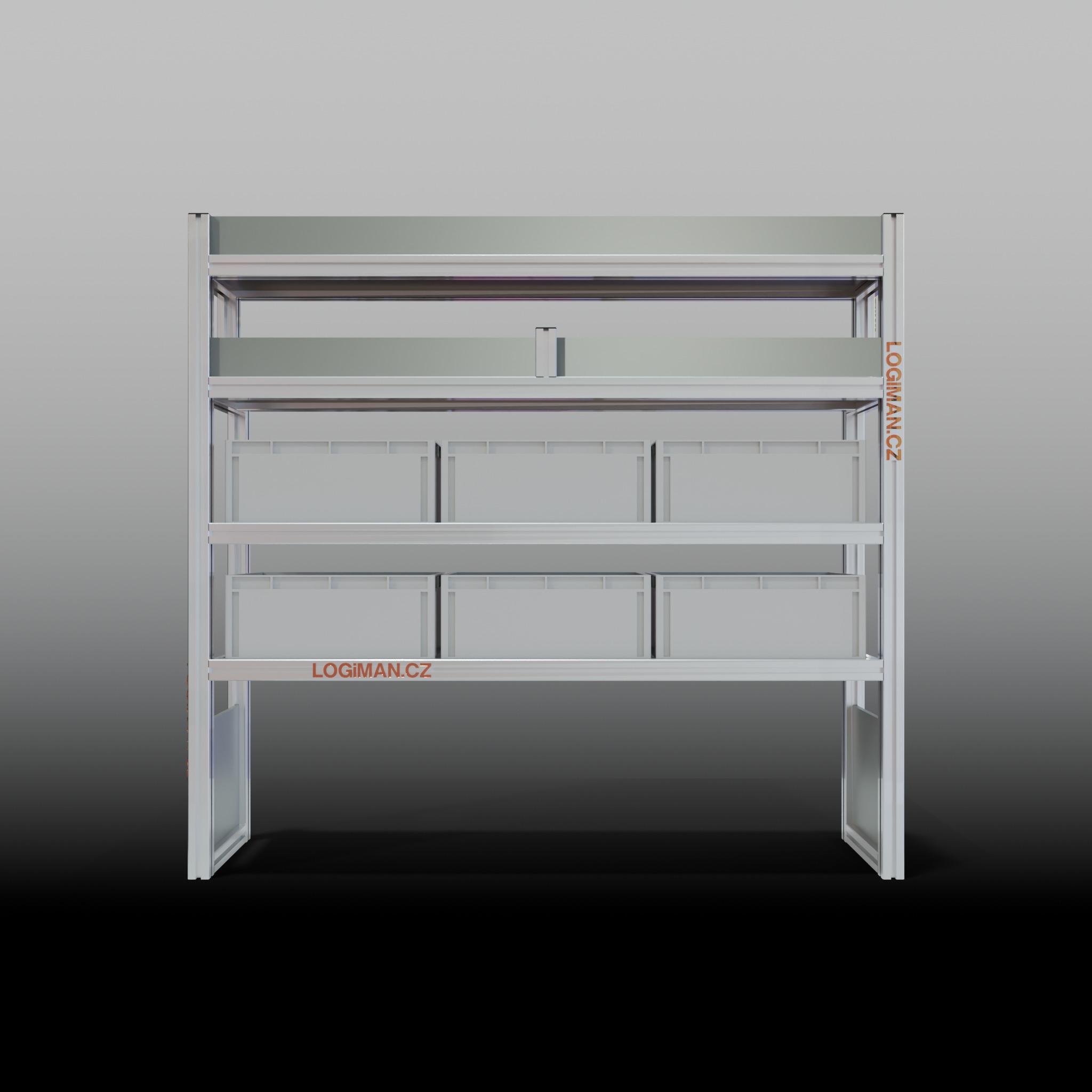 Van shelving fit-out – VW Transporter T6 L1 - front view