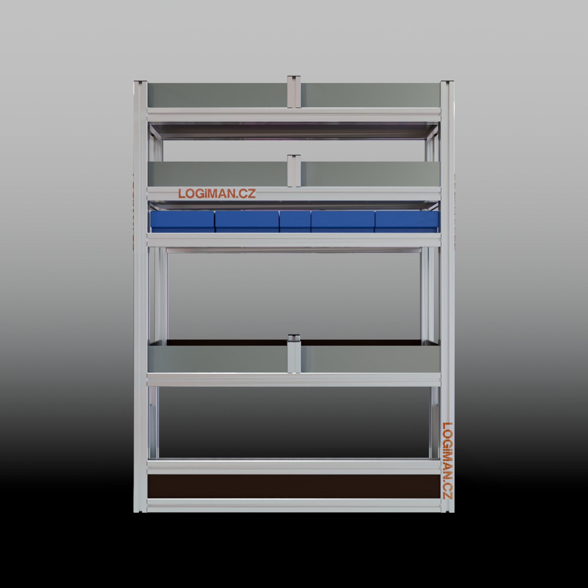 Van shelving fit-out – VW Transporter T6 L1 - front view